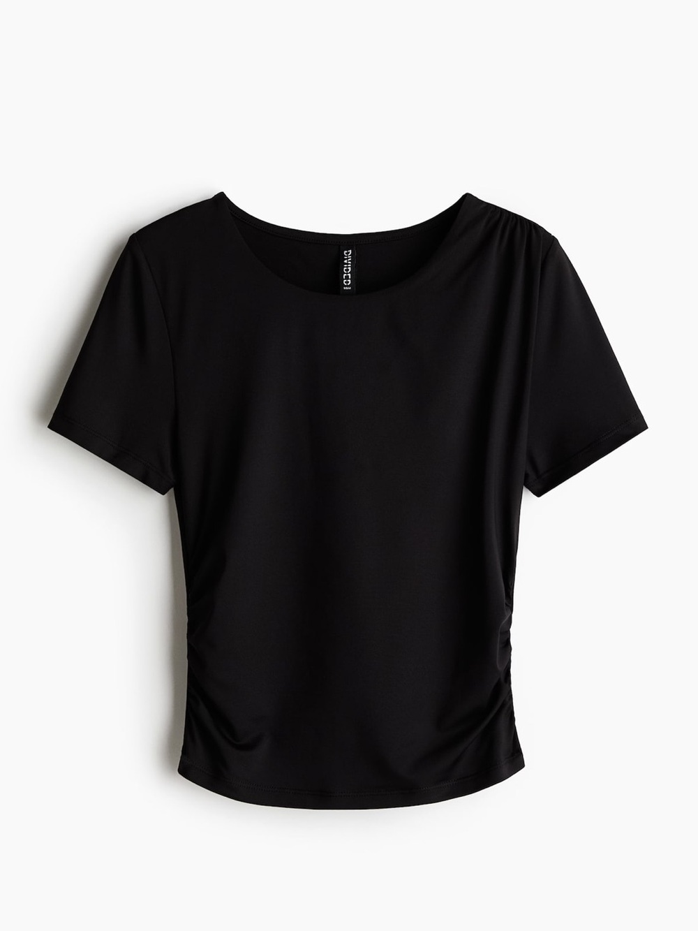 H&M DIVIDED Black Women's Short Sleeve Ruched Tee